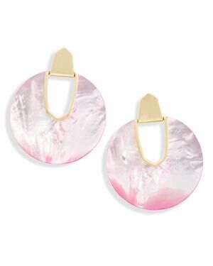 KENDRA SCOTT Diane Earrings Blush Pink Mother of Pearl Gold Plated Statement